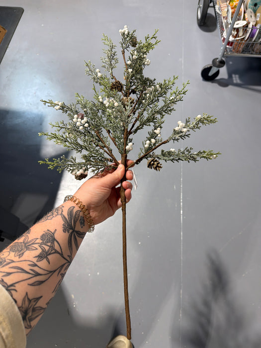 27in Branch-Sparkled Cypress Pine with White Pepperberry IP511555