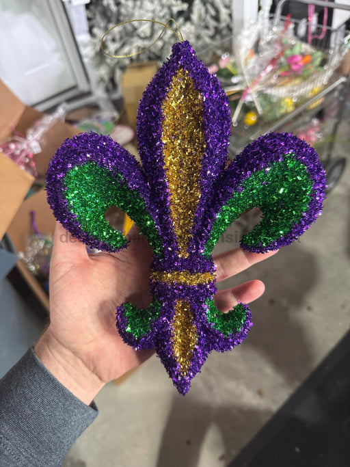 10’’H Fleur De Lis W/V Shape Glitter Mardi Gras Mz1828Tc Attachment