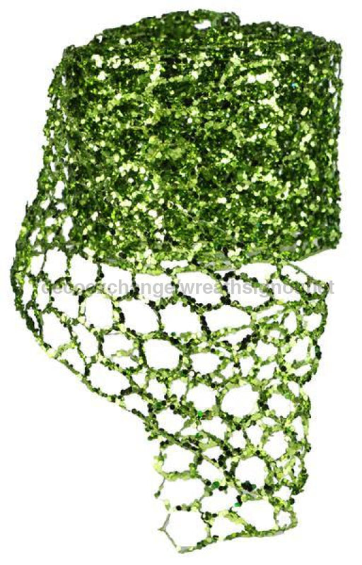 10L X 4W Glitter Chicken Wire Roll Lime Green Xc997331 Ribbon