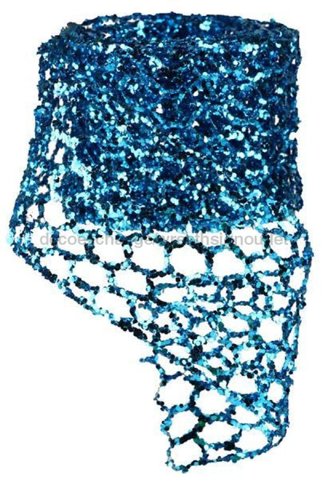 10'L X 4"W Glitter Chicken Wire Roll Turquoise XC9973A6 - DecoExchange