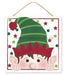 10"Sq Glitter Peeking Elf Face White/Red/Emerald/Lime AP8852 - DecoExchange