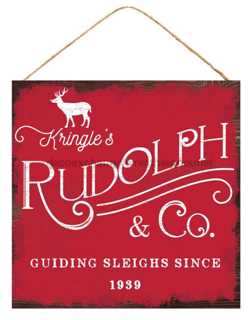 10’Sq Kringle’s Rudolph & Co Sign Red/White Ap7057