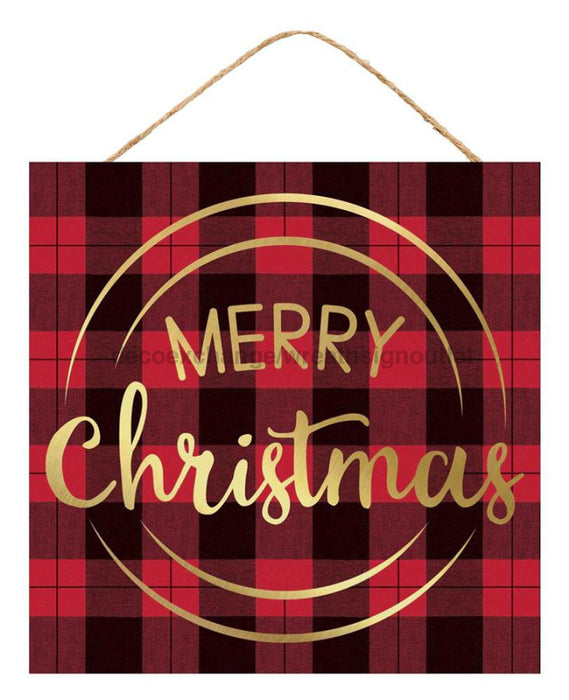 10’Sq Merry Christmas Check Sign Black/Red/Gold Ap860324