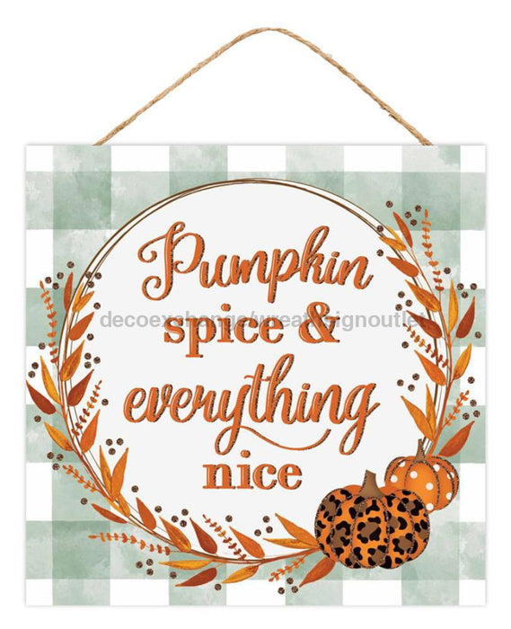 10’Sq Pumpkin Spice Glitter Sign Crm/Org/Brn/Rst/Mstd/Grn Ap8895