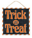 10"Sq Retro Trick Or Treat Glitter Sign Black/Orange/White AP8923 - DecoExchange®