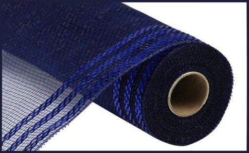 10.25"X10Yd Border Stripe Metallic Mesh Navy W/Royal Blue Foil RE850219 - DecoExchange