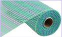 10X10Yd Horizontal Wide Stripe Mesh Mint/Lavender Re8902Wk