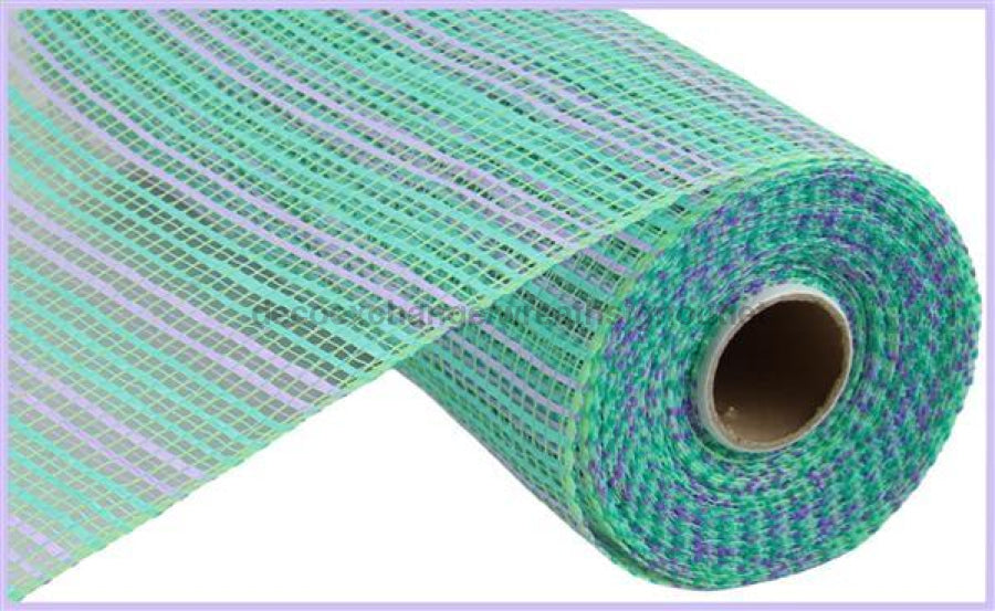 10X10Yd Horizontal Wide Stripe Mesh Mint/Lavender Re8902Wk