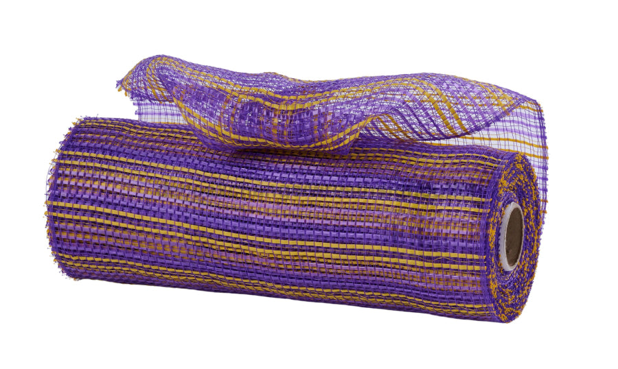 10’’X10Yd Horizontal Wide Stripe Mesh Purple/Yellow Re8902We