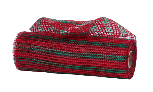 10’X10Yd Horizontal Wide Stripe Mesh Red/Emerald Re8902W9