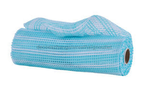 10’X10Yd Horizontal Wide Stripe Mesh Robin Egg/White Re8902Wa