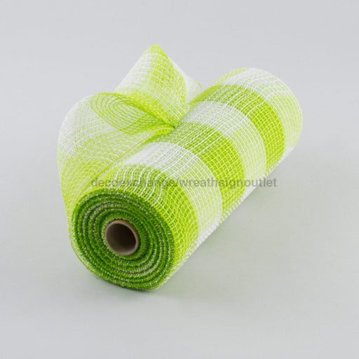 10"X10YD LIME-WHT PLAID FABRIC MESH  XB99010-09 - DecoExchange