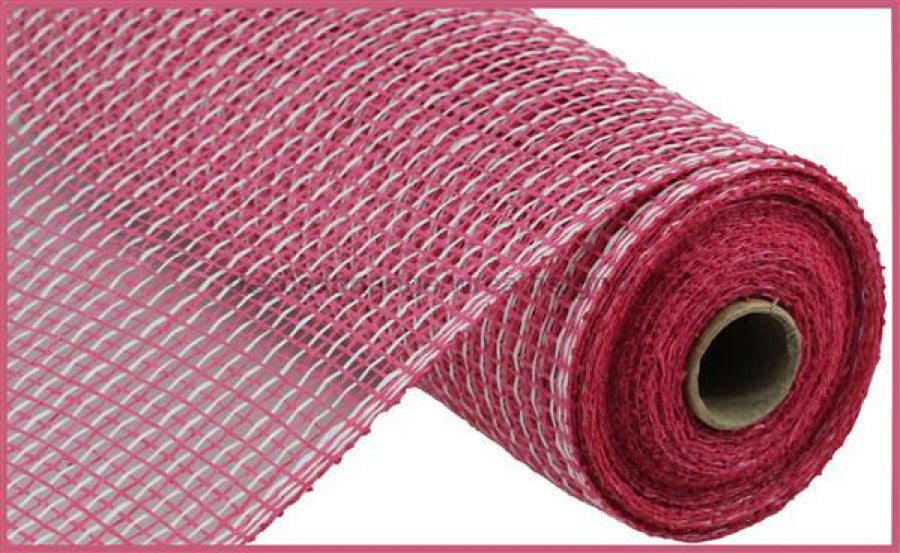 10"X10Yd Multi Poly Burlap Mesh Fuchsia/White RP8159K9 - DecoExchange