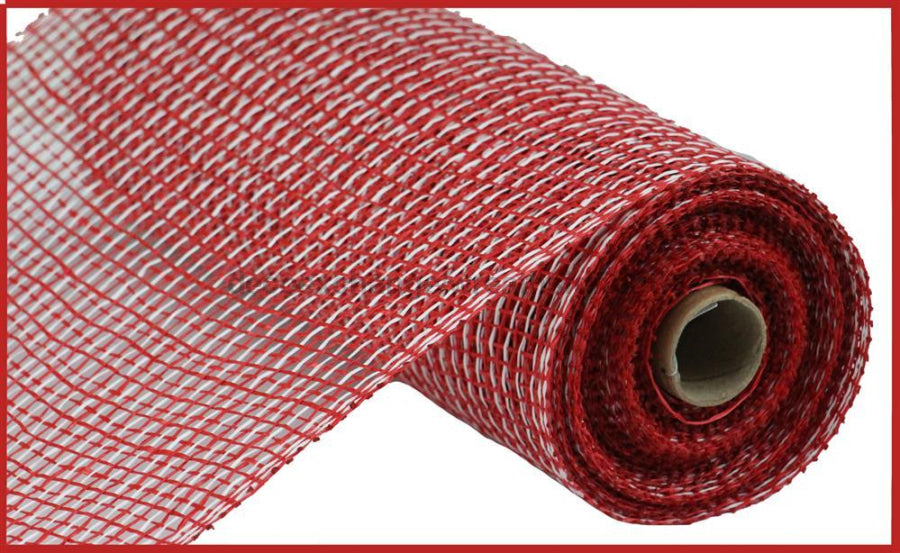10"X10Yd Multi Poly Burlap Mesh Red/White RP815934 - DecoExchange