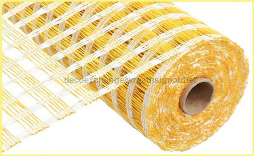 10"X10Yd Poly Burlap Check Mesh Cream/Yellow RP8121H4 - DecoExchange