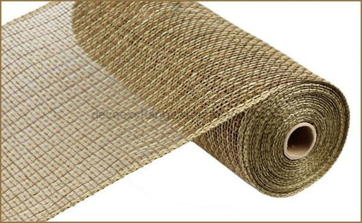10"X10Yd Poly Burlap Stripe Mesh Natural/Moss/Beige/Brown RP810158 - DecoExchange