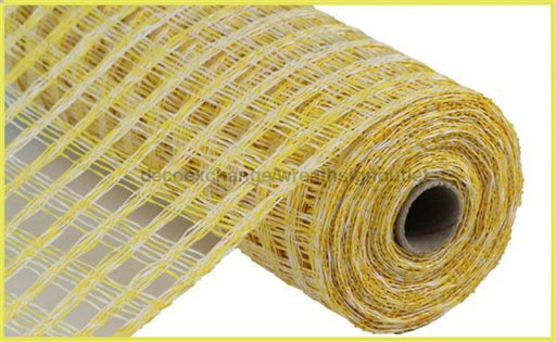 10"X10Yd Two-Tone Poly Burlap Check Mesh Yellow/White RP8153M2 - DecoExchange