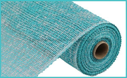 10"X10Yd Two-Tone Poly Burlap Mesh Turquoise/White RP8155M3 - DecoExchange