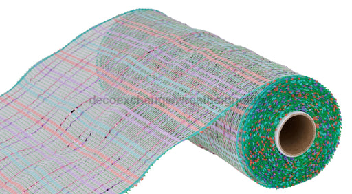 10’X10Yd Vertical Foil Plaid Mesh Lime/Pink/Blue/Lav/Irid Re1368Xj