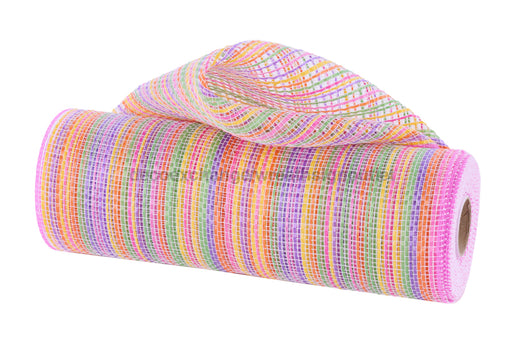 10’’X10Yd Vertical Multicolor Stripe Mesh Ylw/Org/Prpl/Hot Pnk/Lime RE1369YC Mesh