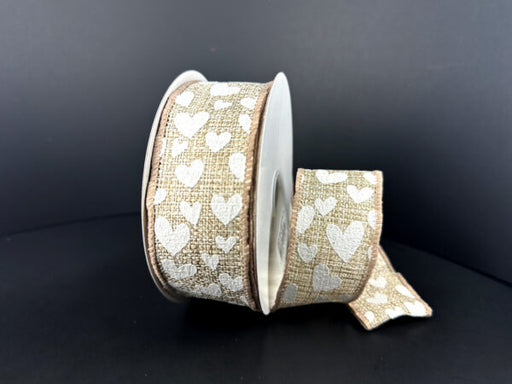 Tan Tweed/Red Benson Hrts, 1.5"X10Y 11503-09-15 - DecoExchange®