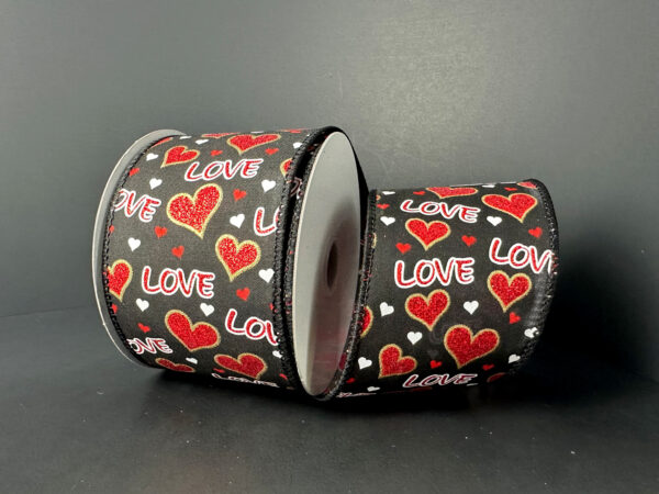 Blk Stn/Rd-Wht-Gld Love N Hearts, 2.5"X10Y 11518-40-20