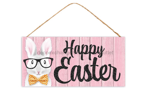 12.5’’H X 6’’L Easter Bunny/Glasses Lt Pink/Black/Wht/Orange AP788215 greenery