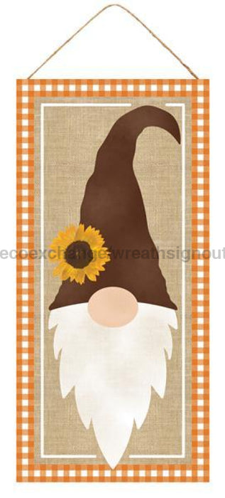 12.5"H X 6"L FALL GNOME With CHECK BORDER White/ORNG/BEIGE/BRN AP702120 - DecoExchange