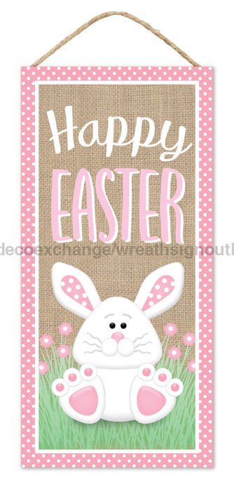 12.5’’H X 6’’L Happy Easter W/Bunny Sign Pink/White/Brown/Green Ap738988