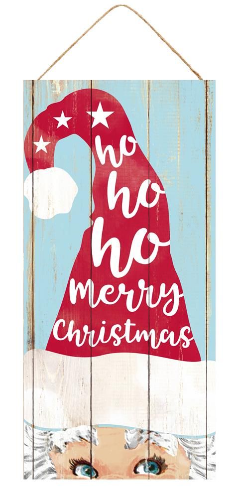 12.5"H X 6"L "Ho Ho Ho" Santa Hat Light Blue/Red/White AP8187 - DecoExchange