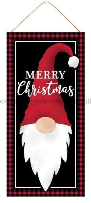 12.5"H X 6"L Merry Christmas Gnome Sign Red/Black/White AP7022 - DecoExchange