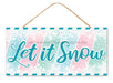 12.5"L X 6"H Glitter Let It Snow Sign Green/Ice Blue/Light Pink/White AP7807 - DecoExchange
