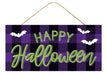 12.5’’L X 6’’H Happy Halloween Check Sign Black/White/Purple AP711923 Sign