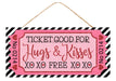 12.5’’L X 6’’H Hugs/Kisses Sign Pink/Red/White/Black Ap7877