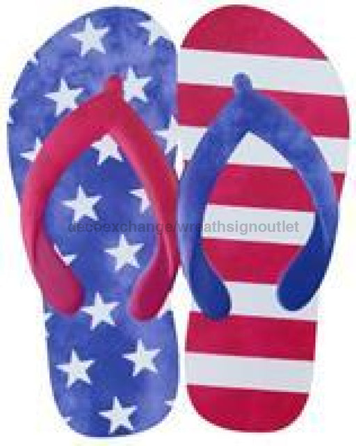 12.75"Hx10"L Metal Patriotic Flip Flops Red/White/Blue HJ9020 - DecoExchange