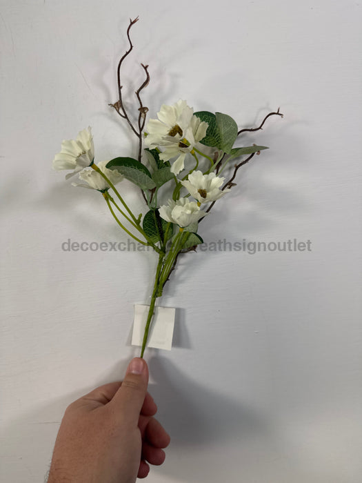 12’’ Daisy Pick With Silver Dollar-Cream Ip35370 Greenery