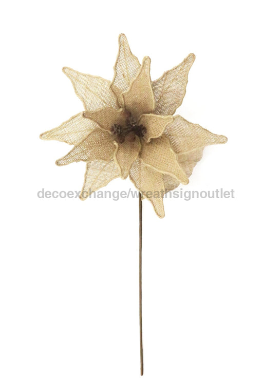 Dia30Cm X H55Cm Burlap Poinsettia Stem. Bell And Plastic Pinecone Core. Natural 50944-Nu Pick