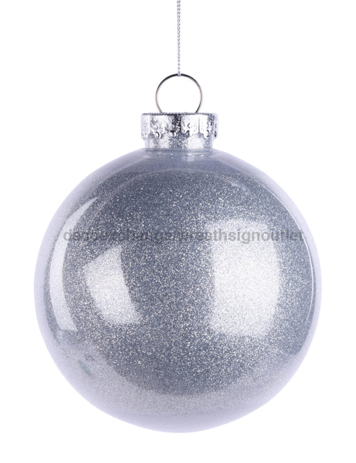 120Mm Dia Lacquer Look Glitter Ball Orn Silver XH966626 Attachment