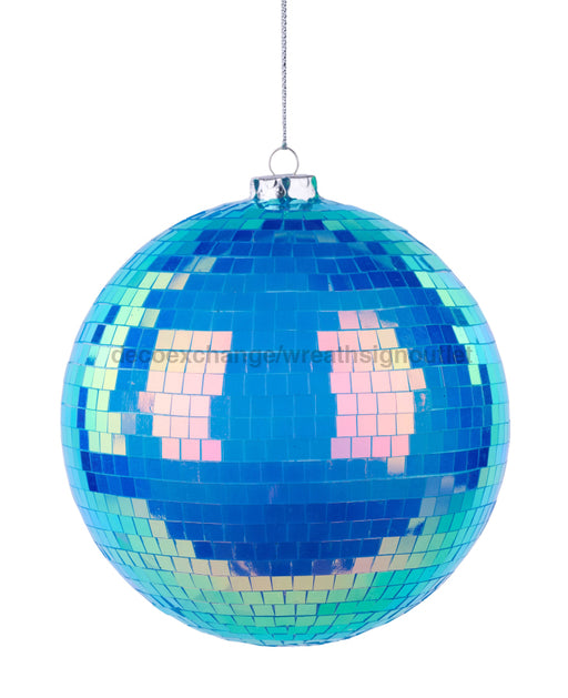 120Mm Irid Mirror Ball Ornament Blue XJ717803 Attachment