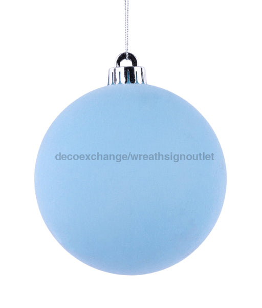 120Mm Smooth Flocked Ball Ornament Light Blue XH113814 Ornament