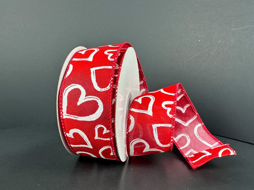 Rd Ombre Stn/Wht Glit Hrts, 1.5"X10Y 12602-09-12 - DecoExchange®