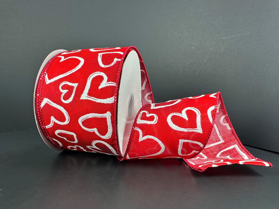 Rd Ombre Stn/Wht Glit Hrts, 2.5"X10Y 12602-40-12 - DecoExchange®