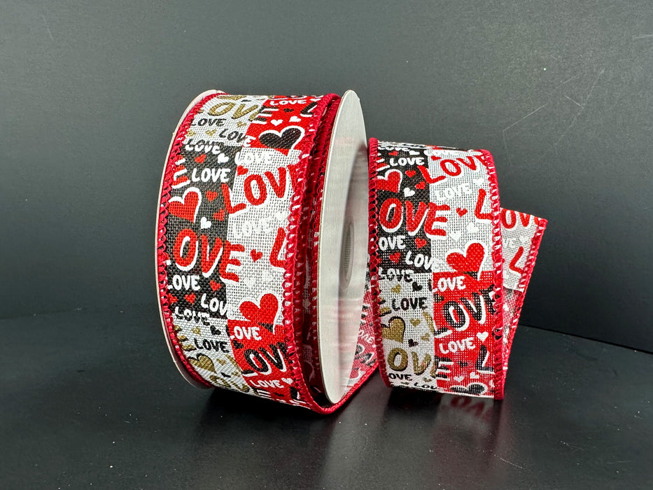 Wht Lin/Blk-Rd-Gld Love Chex, 1.5"X10Y 12606-09-15