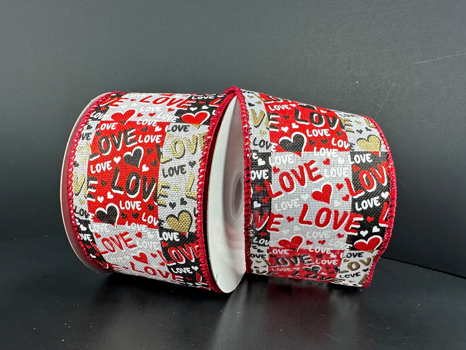 Wht Lin/Blk-Rd-Gld Love Chex, 2.5"X10Y 12606-40-15 - DecoExchange®