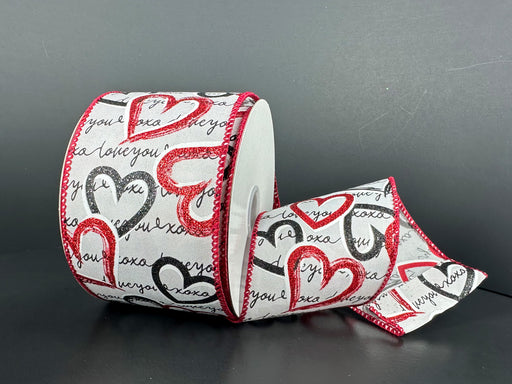 Wht Stn/Love Book Script/Blk-Rd Hrts, 2.5"X10Y 12607-40-21 - DecoExchange®