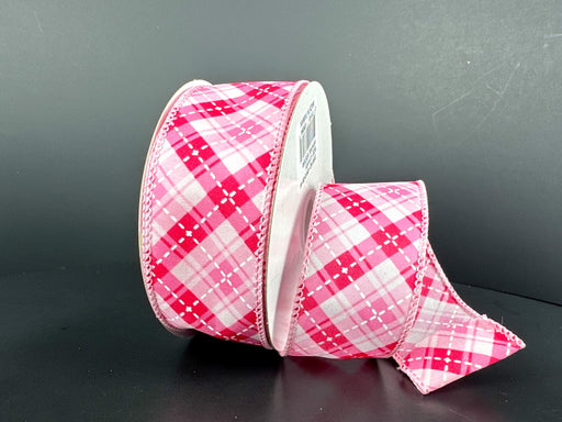 Wht Stn/Pnk-Rd-Wht Dash Argyle, 1.5"X10Y 12613-09-44 - DecoExchange®