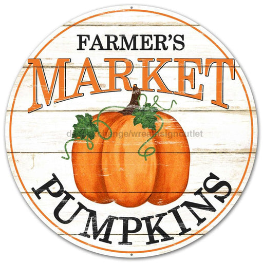 12’’Dia Farmer’S Market Pumpkin Sign Black/Orange MD0345 Sign