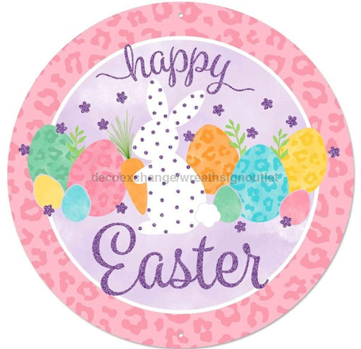 12"Dia Glitter/Leopard Happy Easter Pink/Wht/Lavndr/Blue/Mint MD0856 - DecoExchange