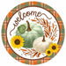 12Dia Metal/glitter Welcome W/pumpkins Sage/orange/yellow/brown Md096743 Sign