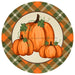 12"DIA METAL PUMPKIN/PLAID ORANGE/MOSS/CREAM MD0432 - DecoExchange